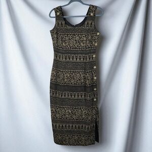 VTG Santa Fe by Jim Tremblay Midi Dress Size 6 Sleeveless Floral Geometric Print